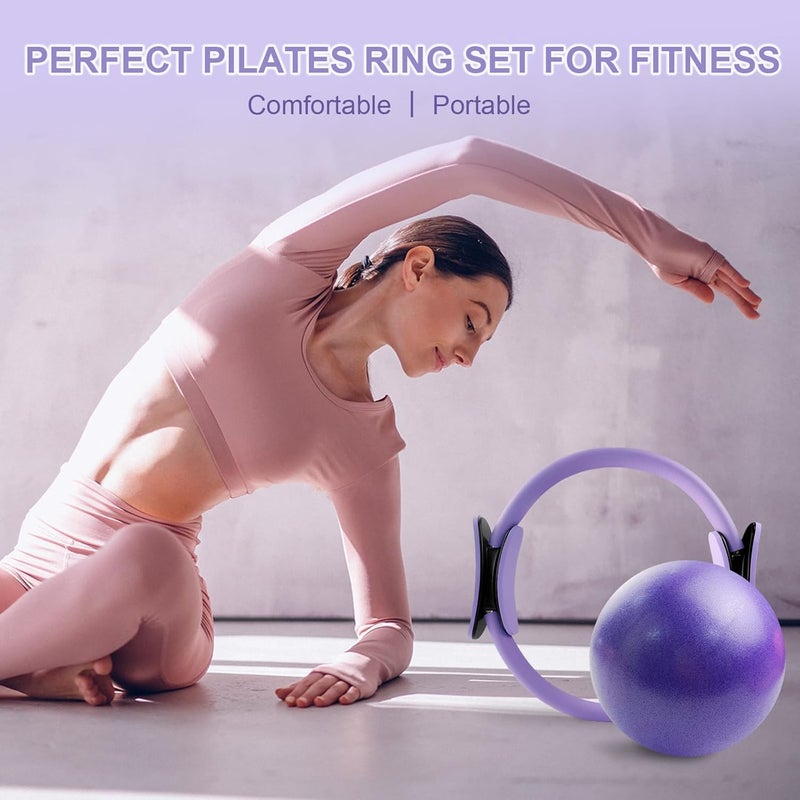 KANGFITER Pilates Equipment Kit for Home Workout, Pilates Ring and Ball Set with Adjustable Ankle Wrist Weights, Resistance Bands, Tape Measure, Bag, Pilates Essentials Accessories for Women Yoga - Image 2